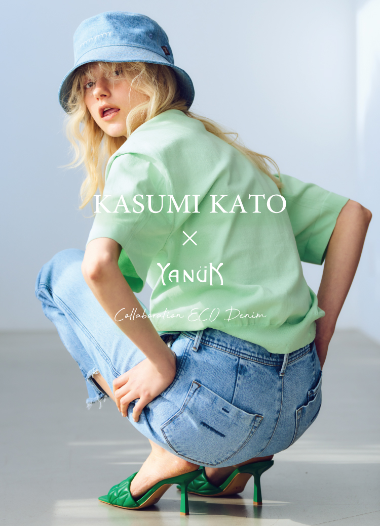 新品タグ付き淡色ECO DENIM 加藤かすみ×YANUK バケットハット帽子