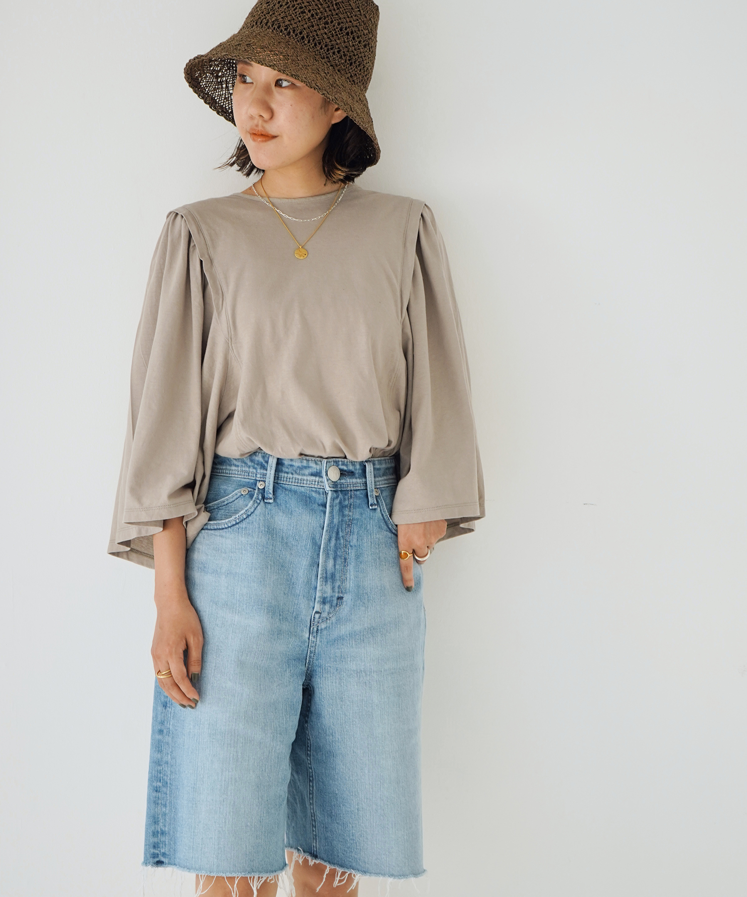 2ウェイギャザースリーブTシャツ