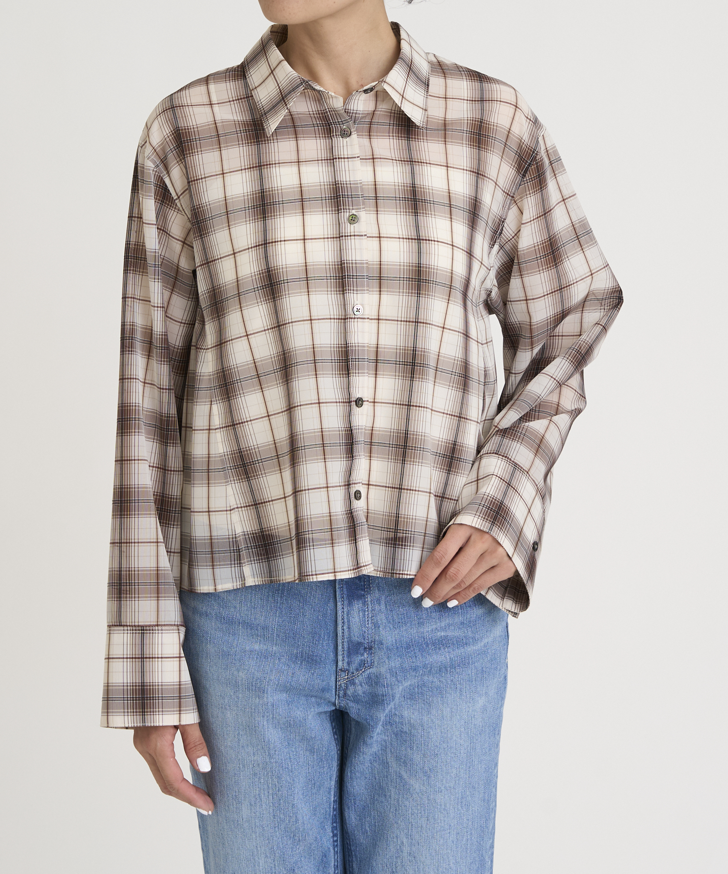 クロップドチェックシャツ