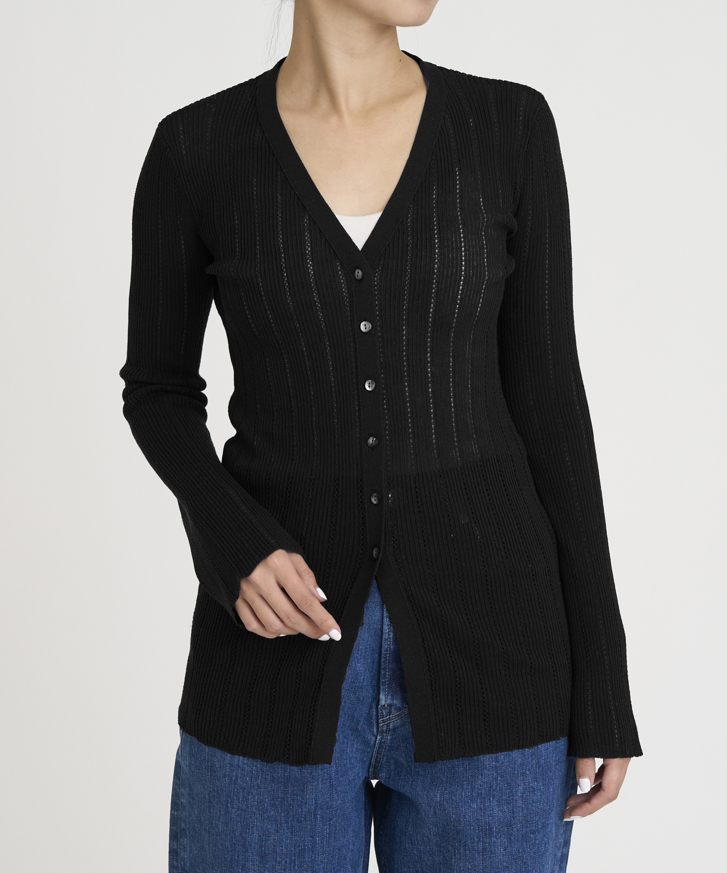 アイレットリブカーディガン